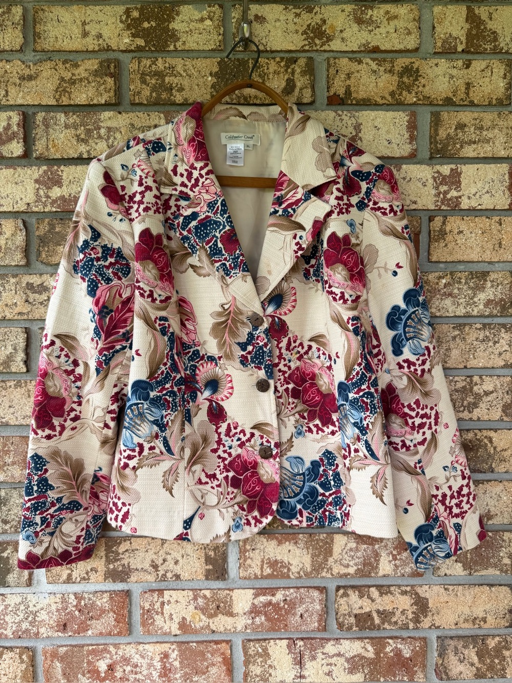 Coldwater Creek Floral Tapestry Cotton Blazer Women’s Size PL Beautiful!